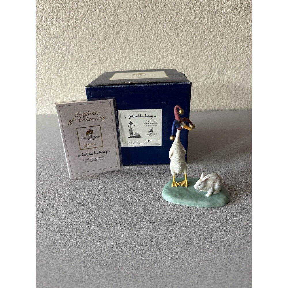 Will Bullas “A Fool and His Bunny” Porcelain Figurine Box COA Greenwich Workshop